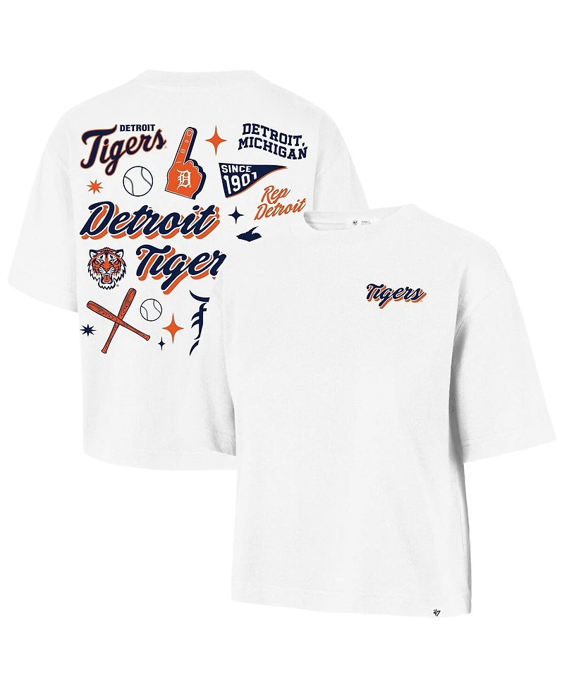 '47 Brand Women's White Detroit Tigers Collage Script Reed City T-Shirt