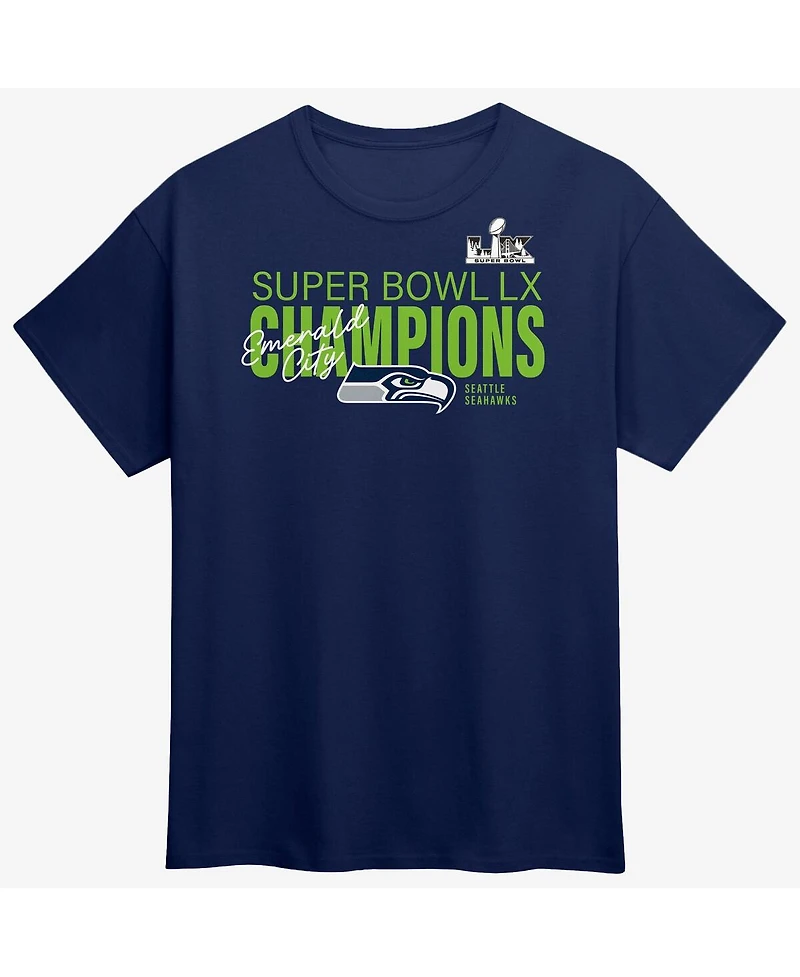 Fanatics Men's College Navy Seattle Seahawks Super Bowl Lx Champions Big Tall Autograph Signing Roster T-Shirt
