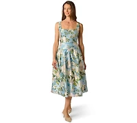 Adrianna Papell Women's Shirred Square Neck Midi Dress