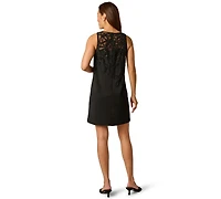 Adrianna Papell Women's Bow Bead Boat Neck Crepe Dress