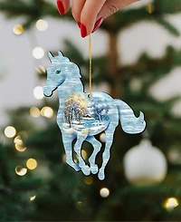 Designocracy Christmas Horse and Deer Wooden Ornaments Wall Decor, Set of 3