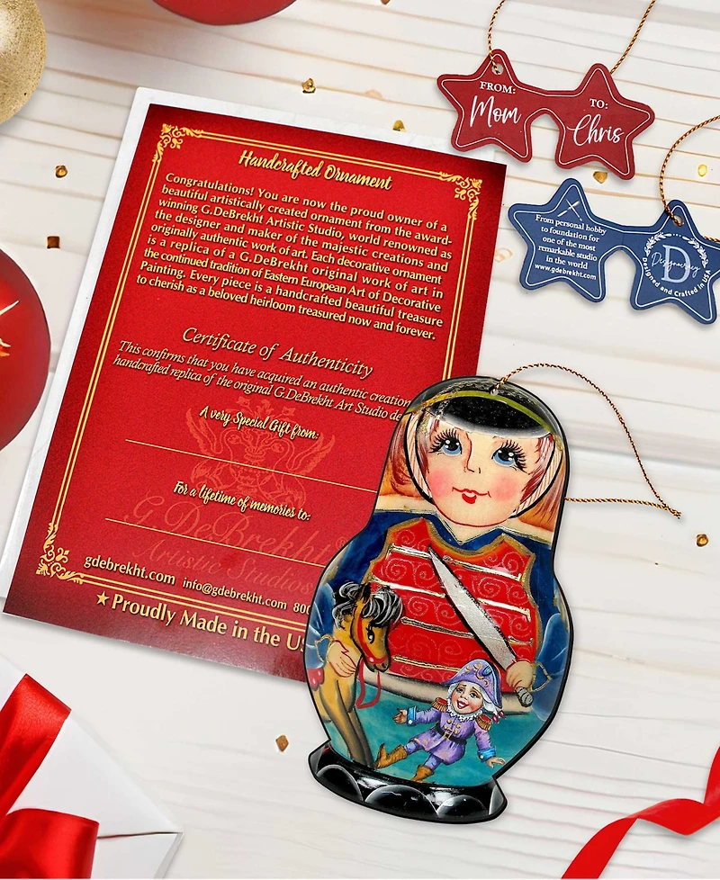 Designocracy Nutcracker Dolls Wooden Ornaments, Set of 3