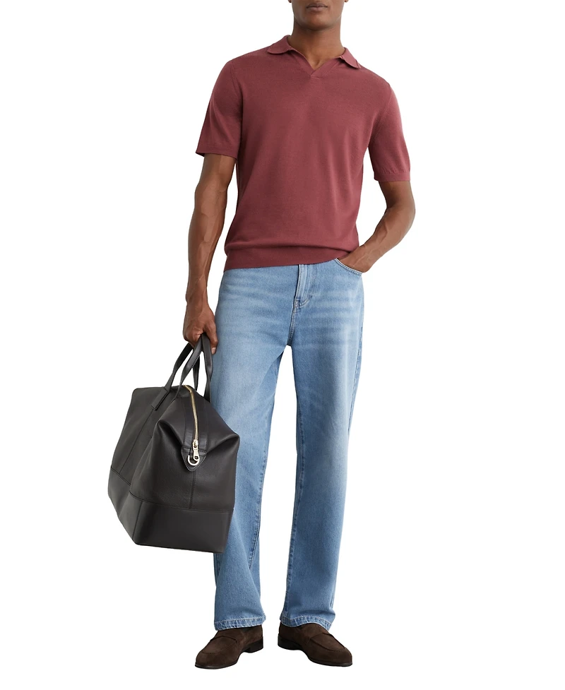 Reiss Men's Duchie Merino Wool Open Collar Polo Shirt