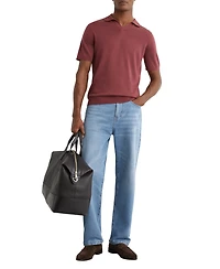 Reiss Men's Duchie Merino Wool Open Collar Polo Shirt