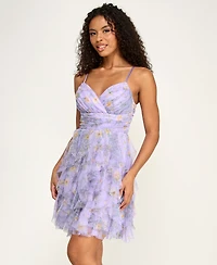 pear culture Juniors Spaghetti Strap Printed Dress