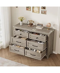 Gaomon 6-Drawer Black Bedroom Dresser, 47" Wide Freestanding Chest with Storage, Wooden Closet Organizer for Living Room, Bedroom, Entryway