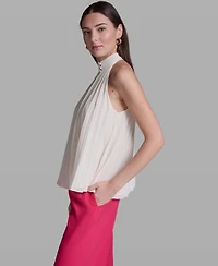 Bcbg Women's Pleated Halter Neck Sleeveless Top