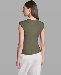 Bcbg Women's Short-Sleeve V-Neck Button-Front Top