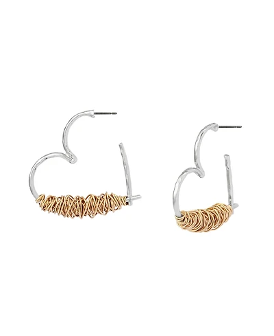 Robert Lee Morris Soho Two-Tone Heart Hoop Earrings