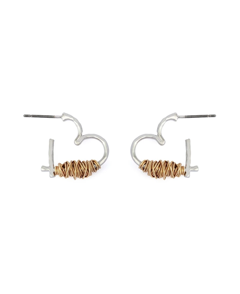 Robert Lee Morris Soho Two-Tone Heart Hoop Earrings