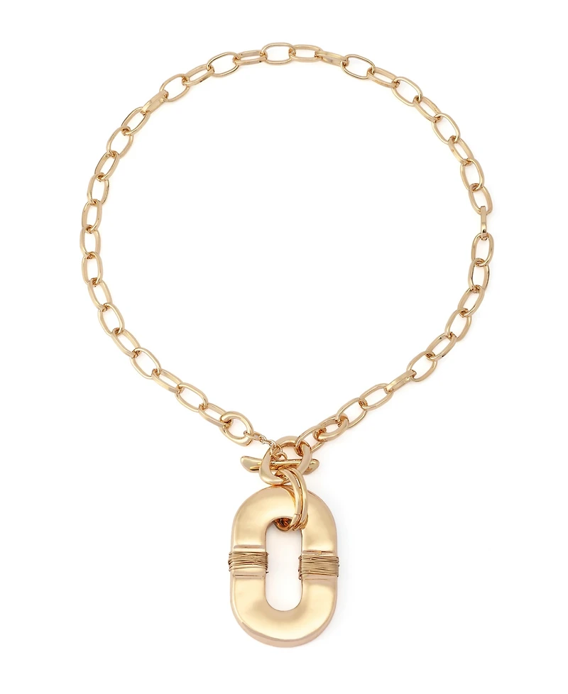 Robert Lee Morris Soho Malachite Link Reversible Pendant Necklace