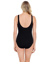 Krinkle Women's Chlorine Resistant Cross Over One-Piece Swimsuit