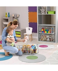 Sorbus Small Foldable Clear Plastic Storage Bags with Metal Frame & Carry Handles Organization for Bedding Linen & Clothing