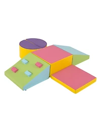 Mecale 6-Piece Toddler Soft Play Set with Climbing Triangle & Ramp