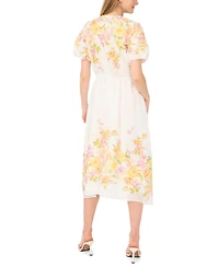 Vince Camuto Women's V-Neck Printed Midi Dress