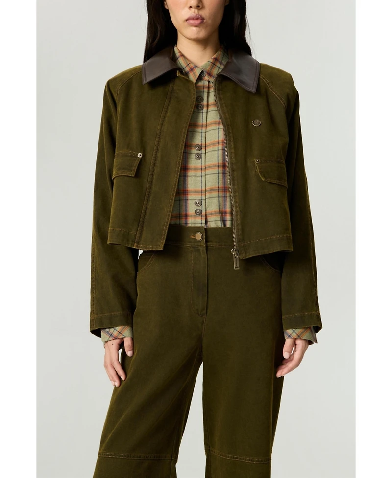 Nocturne Women's Contrast Collar Utility Cropped Jacket