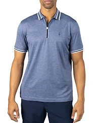 Tailorbyrd Men's Quarter Zip Mesh Performance Polo with Stripe Tipping