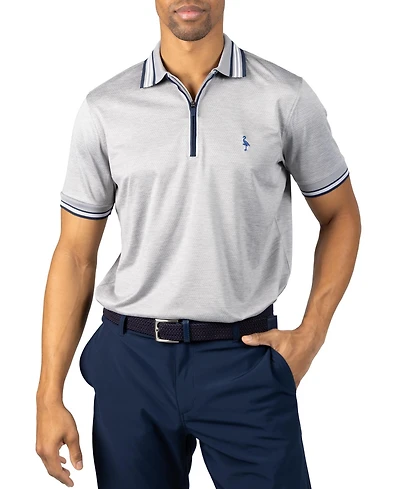 Tailorbyrd Men's Quarter Zip Mesh Performance Polo with Stripe Tipping