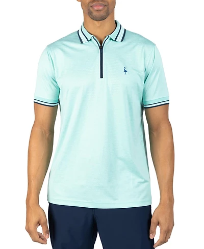 Tailorbyrd Men's Quarter Zip Mesh Performance Polo with Stripe Tipping