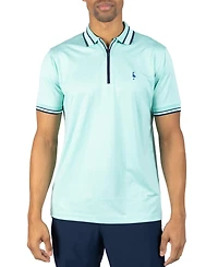 Tailorbyrd Men's Quarter Zip Mesh Performance Polo with Stripe Tipping
