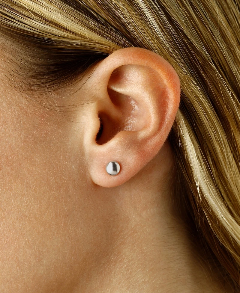 14k Gold Earrings, Flat Ball Stud (5mm)
