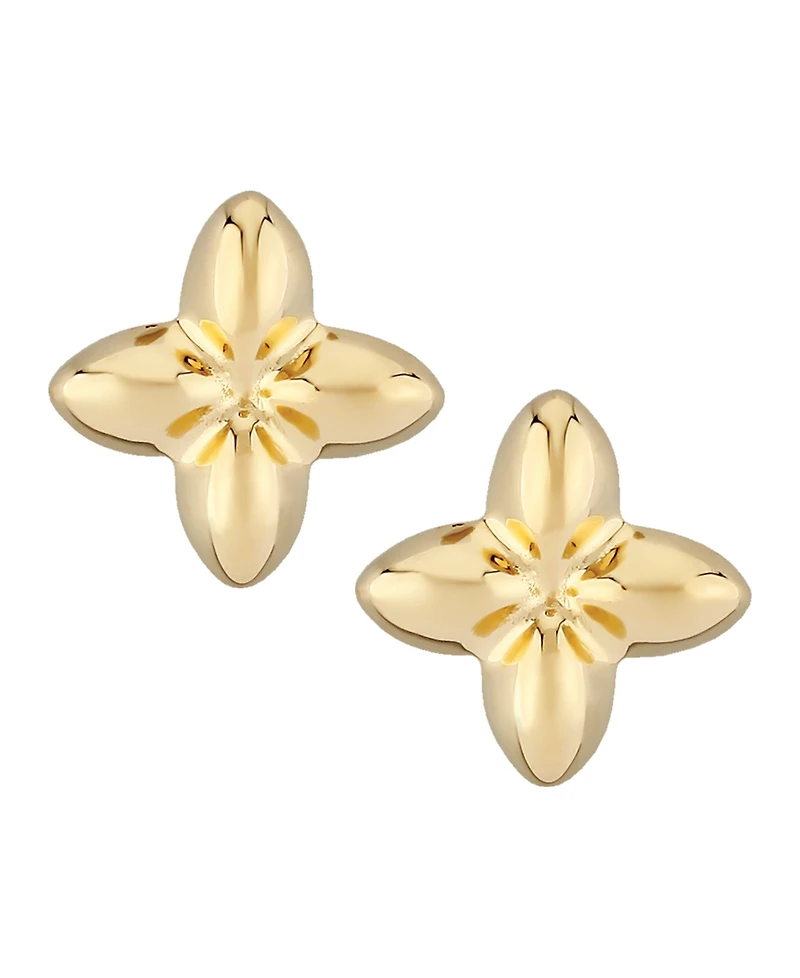Fluer De Lis Flower Stud Earrings Set in 14k Gold (10mm)