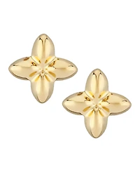 Fluer De Lis Flower Stud Earrings Set in 14k Gold (10mm)