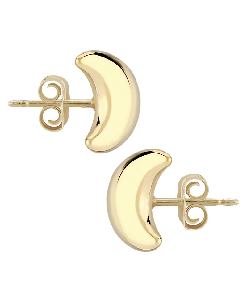 Cresent Moon Stud Earrings Set in 14k Gold (8mm)