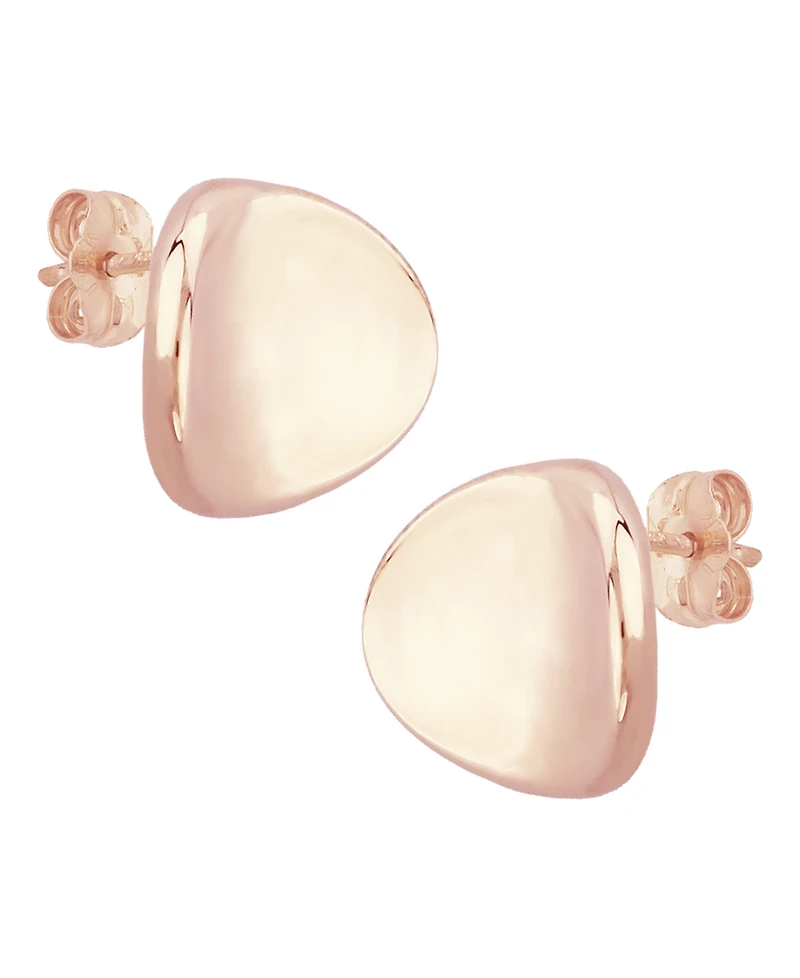 Dapped Disc Stud Earrings Set 14k White or Rose Gold (10mm)