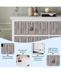 gaomon 6 Drawer Fluted Dresser for Bedroom, Modern Wave Panel Chest with Round Handles, Wood Storage Organizer, 47.2" Wide