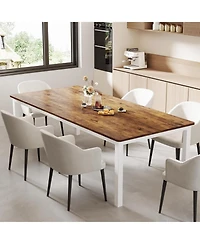 gaomon 78.7" Long Dining Table, Large Industrial Kitchen Table for 6-8, Metal Legs, Rounded Corners