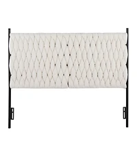 flynama Cream Sherpa Queen Headboard with Button Tufting Adjustable Height