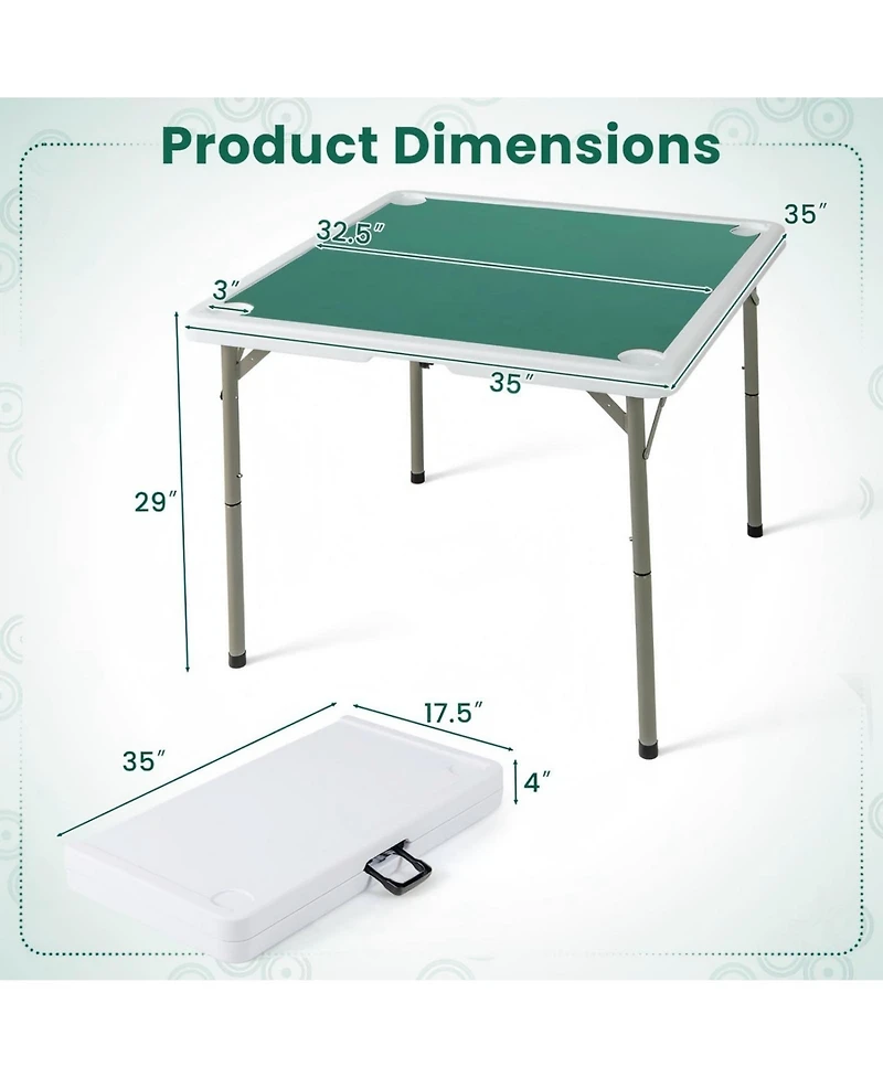 Hongge 4 Player Game Card Folding Mahjong Table with Cup Holders