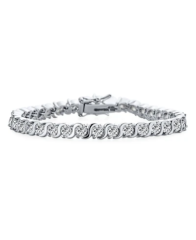 Bling Jewelry Fancy 20CTW Cz Cubic Zirconia Wave S-Link Swirl Tennis Bracelet, Silver Plated