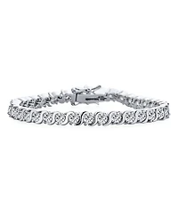 Bling Jewelry Fancy 20CTW Cz Cubic Zirconia Wave S-Link Swirl Tennis Bracelet, Silver Plated