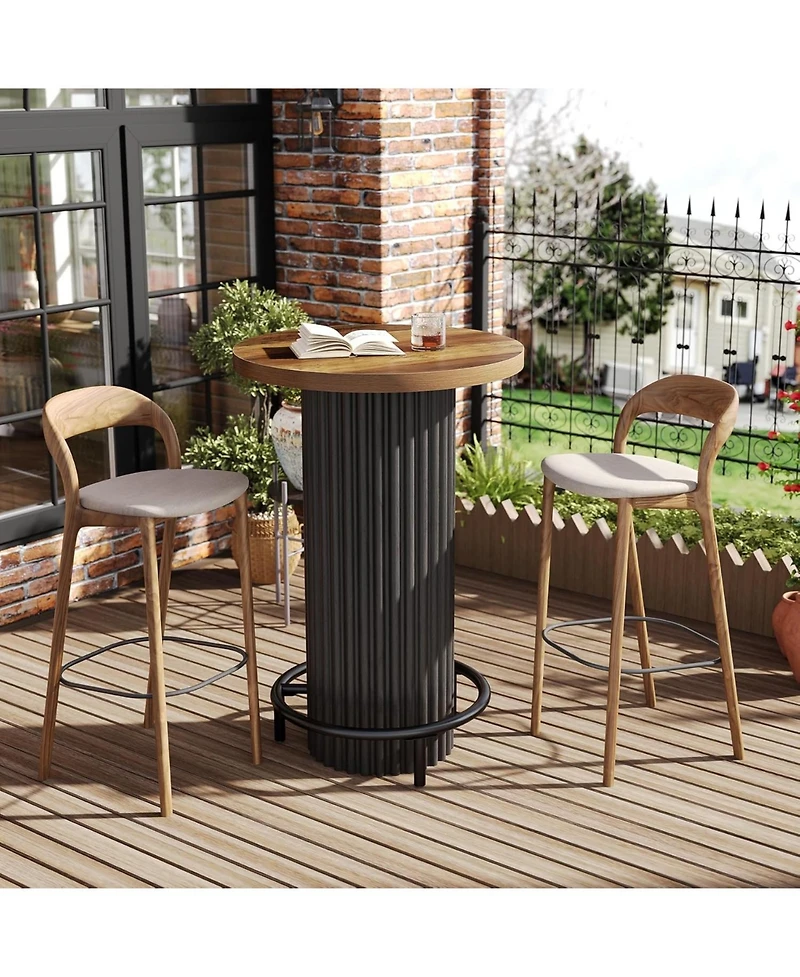 Tribesigns 39.4" H Round Bar Table with Metal Footrest, Wooden Bistro Pub Table, Small High Top Pub Cocktail Tables