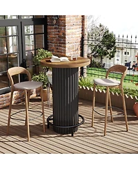 Tribesigns 39.4" H Round Bar Table with Metal Footrest, Wooden Bistro Pub Table, Small High Top Pub Cocktail Tables