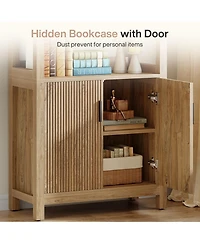 Tribesigns 70.9'' Tall Wooden Bookshelf - Stylish Bookcase with Storage Cabinet and Doors