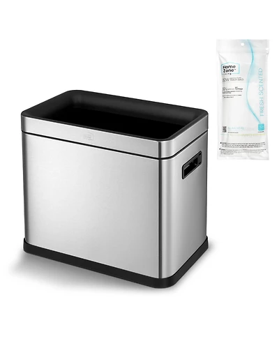 Home Zone Living 9 Gallon Slim Kitchen Trash Can with Open Top for Commercial Use, Stainless Steel, Silver