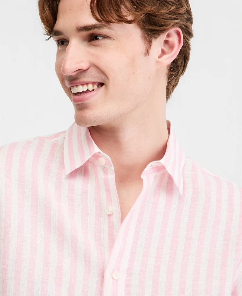 Club Room Men's Long-Sleeve Lino Stripe Linen Shirt, Macy's Exclusive - Yd