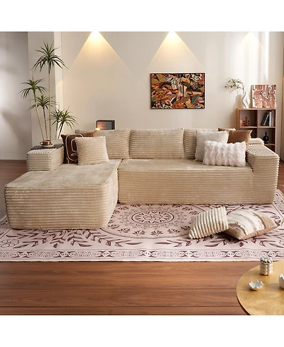 Xizzi No Assembly Required Cloud Sectional Sofa, L-Shape Couch Chaise Lounge with Deep Seat and Wide Armrest for Living Room Bedroom