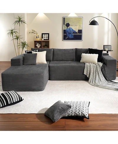 Xizzi 104" No Assembly Required Cloud Sectional Sofa, L-Shape Couch Chaise Lounge with Deep Seat and Wide Armrest for Living Room Bedroom