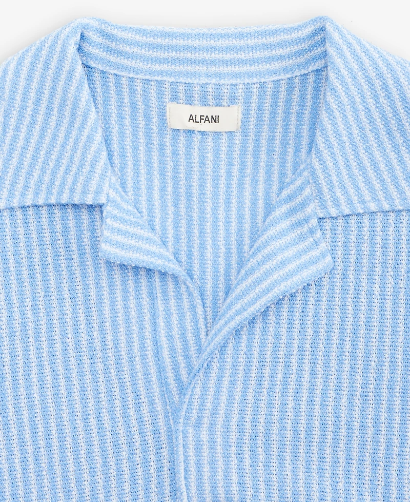 Alfani Men's Short-Sleeve Boucle Stripe Knit Shirt, Macy's Exclusive