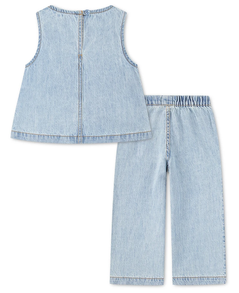 abercrombie kids Baby Girls' Ruffle Top and Denim Pants, 2-Piece Set