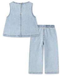 abercrombie kids Baby Girls' Ruffle Top and Denim Pants, 2-Piece Set