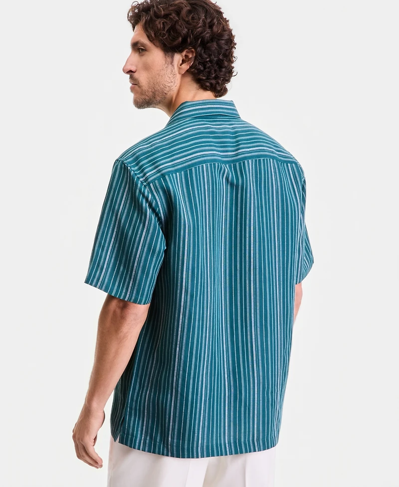 Alfani Men's Short-Sleeve Linen-Blend Stripe Shirt, Macy's Exclusive - Barry Yd