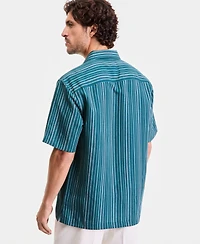Alfani Men's Short-Sleeve Linen-Blend Stripe Shirt, Macy's Exclusive - Barry Yd