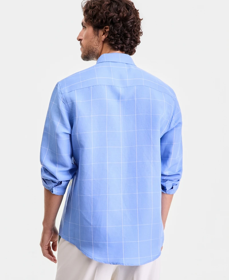 Alfani Men's Long-Sleeve Collared Button-Up Shirt, Macy's Exclusive - Fine Line Plaid Yd