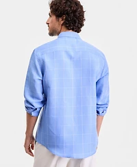 Alfani Men's Long-Sleeve Collared Button-Up Shirt, Macy's Exclusive - Fine Line Plaid Yd