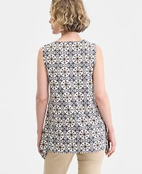 Jm Collection Women's Printed Sleeveless Vneck Knit Top, Macy's Exclusive